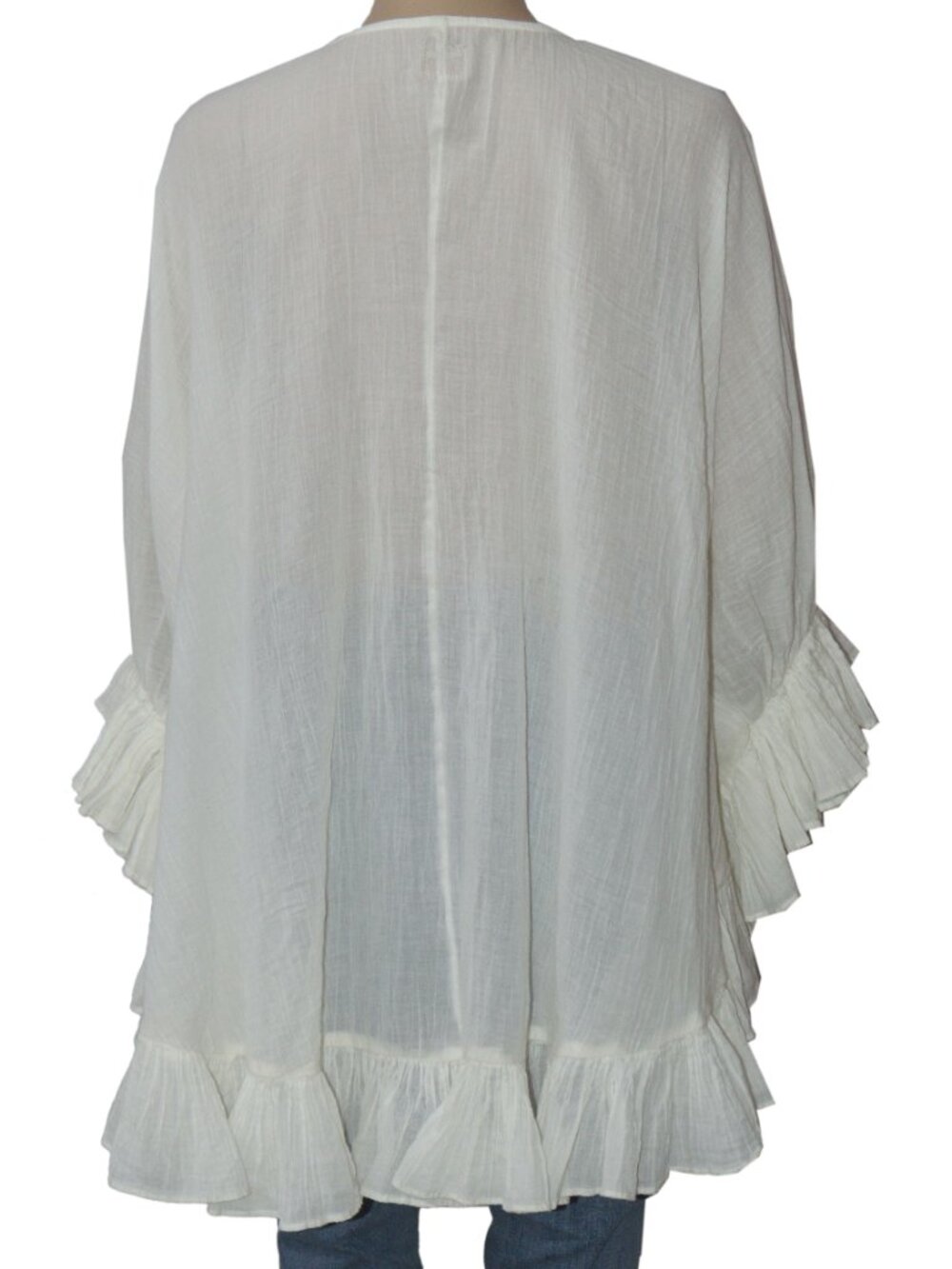 Free People Beachside Blaze Tunic Ruffle V Neck Tie Sheer Top XS - Picture 5 of 7